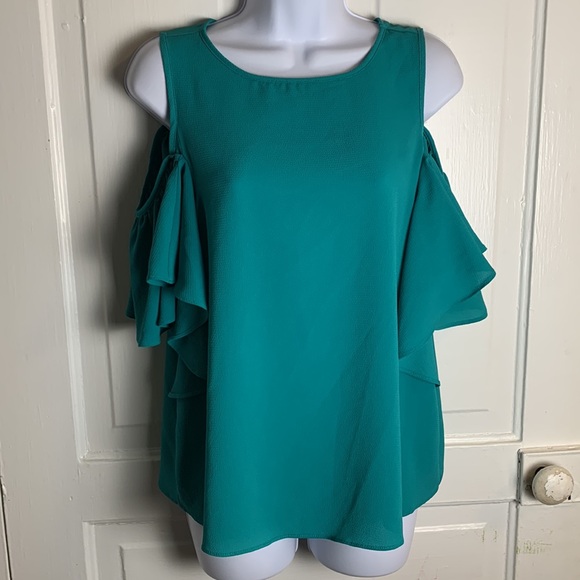 Trendy JS Cold Shoulder Blouse Size M - Picture 6 of 8